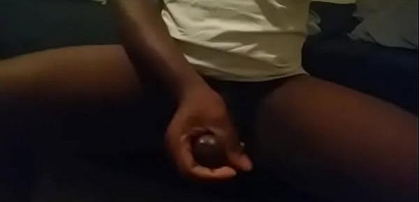  Solo stroking this black dick to nut